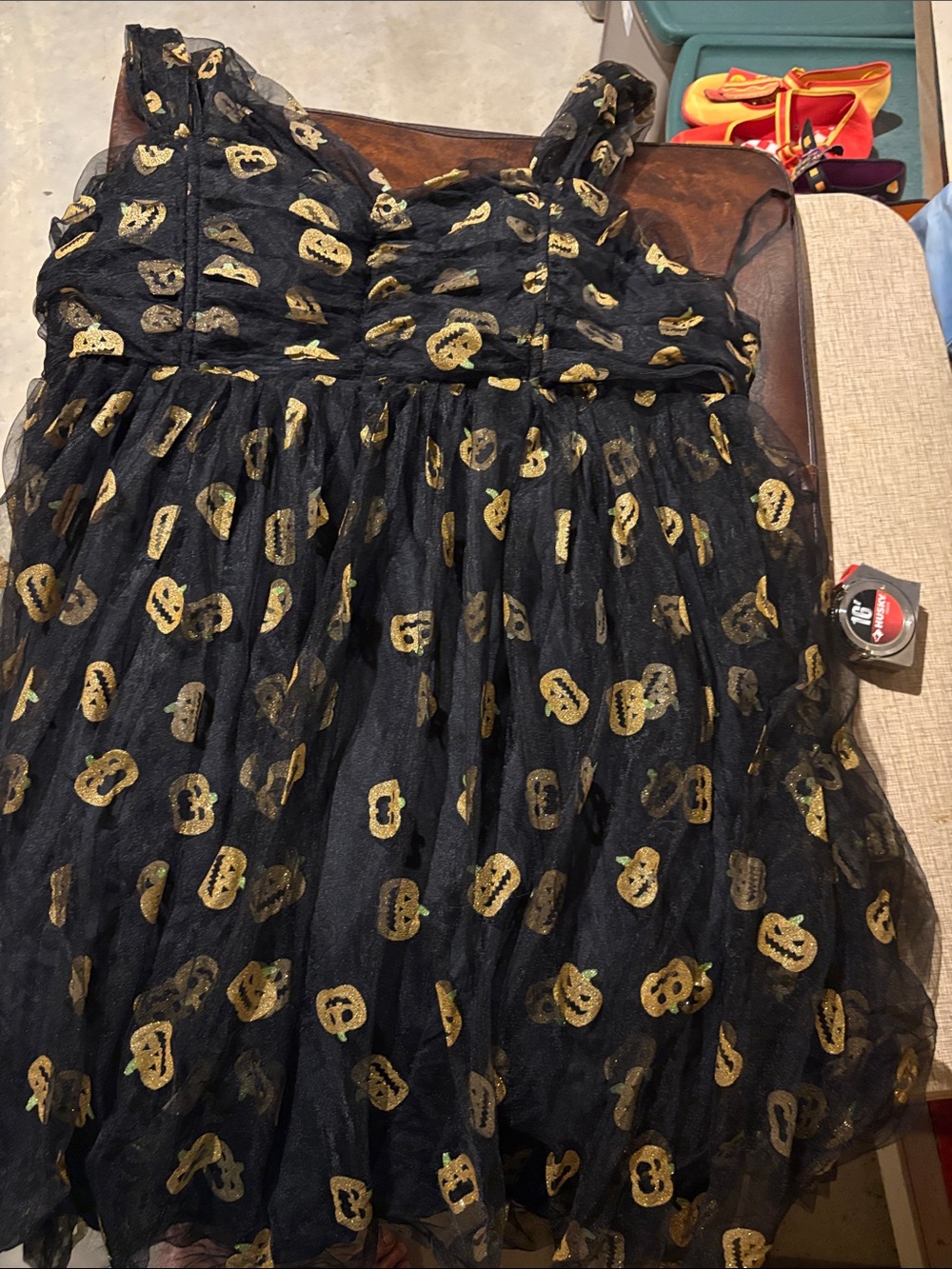 Unique Vintage Women’s Black & Orange Pumpkin Tulle Dress sz 3X - Picture 2 of 6